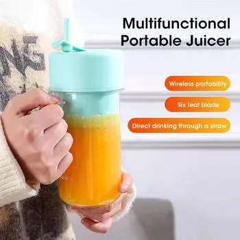 420ML Juicer Cup Electric Juicer Blender Bottle Automatic Smoothie Blender Multi-functional Fruit Blender 5 Blades Kitchen Tool синий