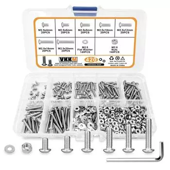 420Pcs Round Head Hex Head Screws, Stainless Steel Hex Head Screws And Nuts, Washer Combination Kit With Wrench, Allen Drive.