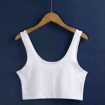 4224 Cotton Vest Summer New Arrival Pullover Multicolor Minimalism Short Chic Underwear That Makes Your Back More Beautiful Camisole Export White XS