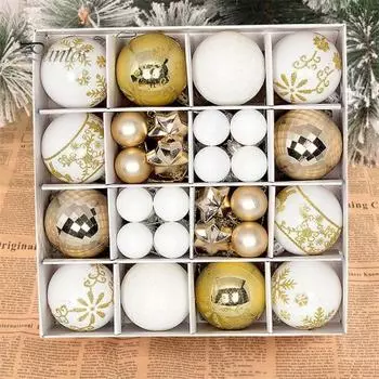 42/44 шт. елочные шары с разноцветным принтом, блестящая пудра, многоразовые легкие праздничные елочные украшения, набор для домашней вечеринки, новогодний подарок, Рождество