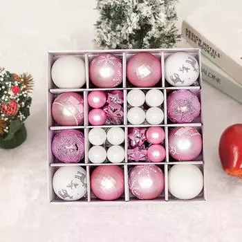 42/44 шт. елочные шары с разноцветным принтом, блестящая пудра, многоразовые легкие праздничные елочные украшения, набор для домашней вечеринки, новогодний подарок, Рождество A