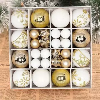42/44 шт. елочные шары с разноцветным принтом, блестящая пудра, многоразовые легкие праздничные елочные украшения, набор для домашней вечеринки, новогодний подарок, Рождество A