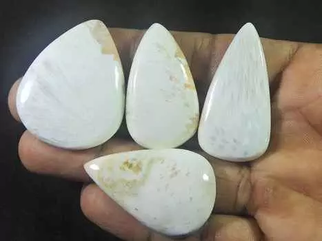 42-44MM натуральный розовый сколоцит груша кабошон драгоценный камень россыпью 4 шт лот 204 карата. РК-2111