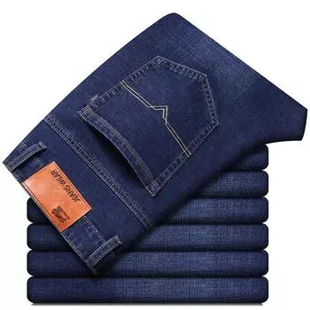 42-50 Большие размеры Мужские высококачественные толстые и плотные джинсы Прямые эластичные повседневные джинсовые брюки 42