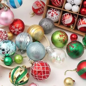 42 sets of Christmas painted ball gift box 3cm/6cm set of Christmas tree decoration ball gift hanging decoration
