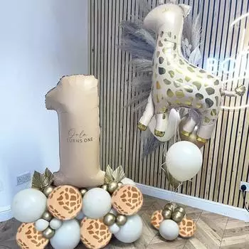 42 шт./компл. воздушные шары с изображением жирафа и животных, джунгли, 32 дюйма, воздушный шар с номером, украшение для детского дня рождения, детского душа