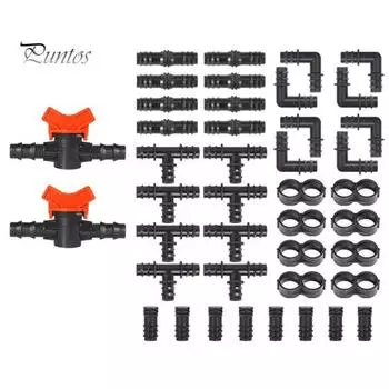 42 шт. Комплект фитингов для капельного орошения. Пластиковые соединители для трубок 1/2 дюйма для систем капельного орошения. Водостойкие, простые в установке аксессуары для капельных линий. 1 Set