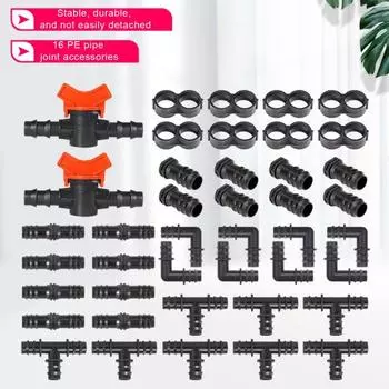 42 шт. Комплект фитингов для капельного орошения. Пластиковые соединители для трубок 1/2 дюйма для систем капельного орошения. Водостойкие, простые в установке аксессуары для капельных линий. 1 Set