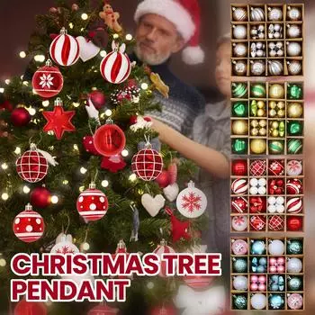 42 шт. Рождественские шары, безделушки, украшения для рождественской елки, подвесные украшения, декор One Size зелёный