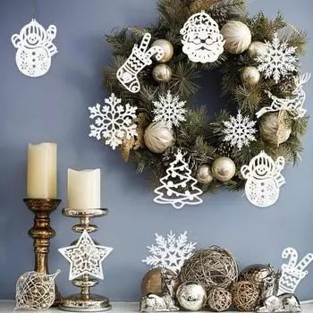 42 шт. Рождественские снежинки, блестящие снежинки, подвесные украшения, елочная подвеска шампанского