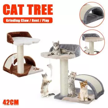 42 см кошачья башня для скалолазания, доска для тренировки царапин, тренировочная рамка с домиком для домашних животных, плюшевый коврик против падения для домашних животных серый