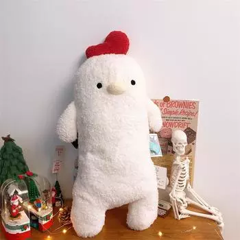 42 см Подушка для цыпленка, плюшевые игрушки, забавная подушка для дивана в виде цыпленка, плюшевые игрушки для животных, кукла для умиротворения, подарки на день рождения для детей, девочек, белый цвет 42x28cm