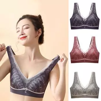 42BCD Нижнее белье большого размера с полной чашкой, кружевной бюстгальтер без стального кольца, регулируемый бюстгальтер большого размера, жилет 42D чёрный