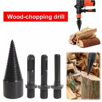 - 42mm Firewood Splitting Drill Bit with Square/Round/Hex Shank for Hammer Drill