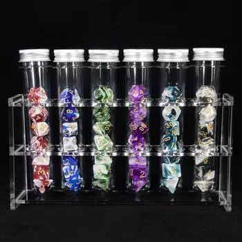 42pcs Polyhedral Dice Set, DND RPG Game Dice, Roll Playing Game Dice for Board Game Accessories, 6 Sets Dices, 6pcs Tube, 1pc Tube Rack