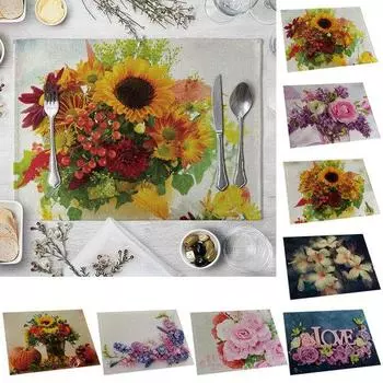 42x32 см Колокольчик подсолнуха с принтом, теплоизоляционная подставка для столовых приборов, водонепроницаемый настольный коврик