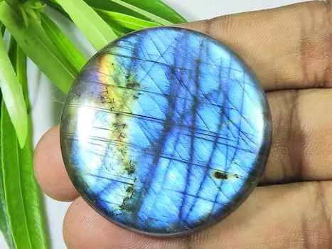 42X42MM синий лабрадорит круглый кабошон россыпью натуральный драгоценный камень 118 карат SK-3903