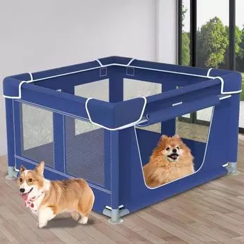 42x42x25,6 дюйма складной переносной мягкий манеж для щенков с воротами, крытый и открытый дышащий забор для упражнений для домашних животных