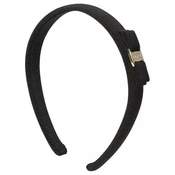430314 340086 Salvatore Ferragamo Bala Ribbon Katyusha Hair Band Black Hair Accessories Grosgrain