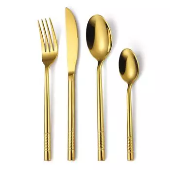 430 нержавеющая сталь утолщенный молотковый наконечник круглая ручка столовые приборы набор из 4 предметов западная кухня нож для стейка вилка ложка YSH-5-4PS чёрный