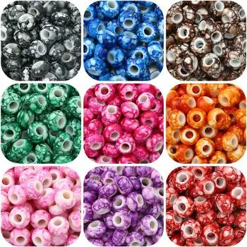 430Pcs Acrylic Large Hole Flower Beads Oblate Wheel Shape Beads Spacer Loose Beads for Jewelry Making 15x9mm 500g розовый