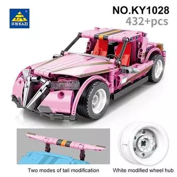 432 шт., город, супер спортивный автомобиль, гоночный автомобиль, классические технические строительные блоки, розовый родстер, кирпичи, игрушки для детей