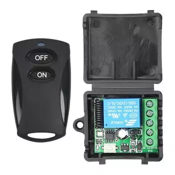 - 433 МГц беспроводной пульт дистанционного управления, релейный приемник 12 В, радиочастотный передатчик (черный