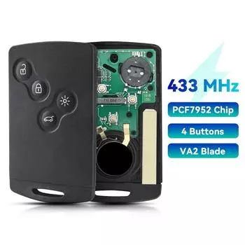 433 МГц PCF7952 чип 4 кнопки автомобильный дистанционный ключ-карта для Renault Megane III Laguna III Koleos CLIO смарт-карта 2008-2011 for Koleos