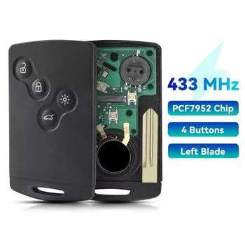 433 МГц PCF7952 чип 4 кнопки автомобильный дистанционный ключ-карта для Renault Megane III Laguna III Koleos CLIO смарт-карта 2008-2011 for Koleos