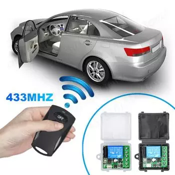 433 МГц пульт дистанционного управления беспроводной переключатель DC 12 В 1 канал RF 10A беспроводной релейный приемник RF передатчик обучающая кнопка дистанционного управления чёрный