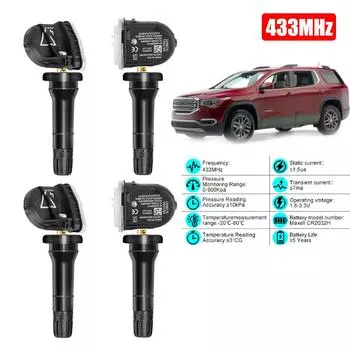 433 МГц TPMS датчики Внутренние датчики Датчики давления в шинах для Buick GMC Chevrolet Holden LEEPEE Для Cadillac Mahindra Tata 1pc