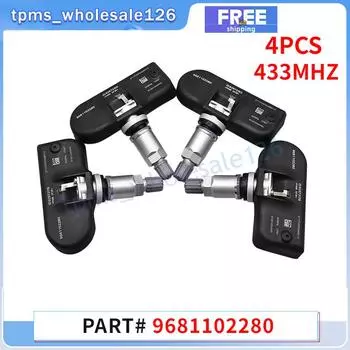 433 МГц TPMS Система контроля давления в шинах Датчик 4 шт. 9681102280 для 2005-2009 Peugeot 1007 407 607 807 2004-2013 Citroen C5