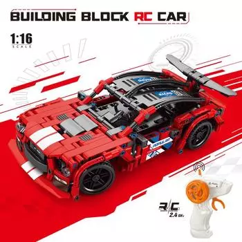 433 шт. Строительные блоки Спортивный автомобиль 1:14 Игрушки на радиоуправлении для сборки машинок Техника Кирпичная модель Детские игрушки Подарки красный