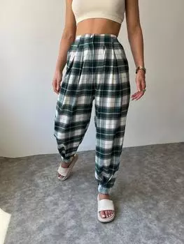 434 - Зелёные брюки в клетку Sofia