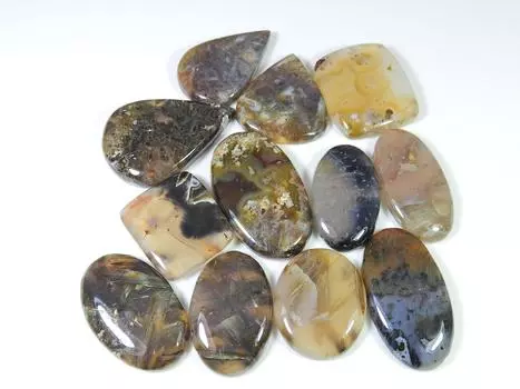 435Cts. Древесный дендрит агат овальный кабошон россыпью драгоценный камень 12 шт. лот 29-40 мм RQ-1312