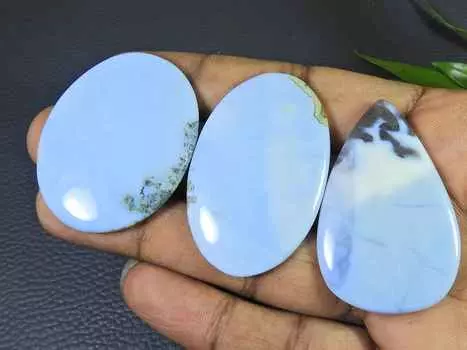 43-46MM натуральный перуанский голубой опал лечебный овальный кабошон драгоценный камень россыпью 3 шт. лот RQ-2779
