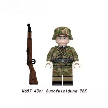 43-й размер Болотная одежда Мини Экшн-фигурки Кирпичики Конструктор Куклы 98K MG42 MP40 STG44 Сборные игрушки для детей N657-660