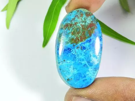 43Cts. AA++ Натуральный азуритовый кристалл овальный кабошон россыпью драгоценный камень 19X34X06 мм SK-615