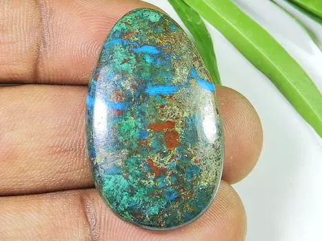 43Cts. Натуральный хризоколла кабошон россыпью драгоценный камень для ювелирных изделий 22X35X06 мм SK-1043