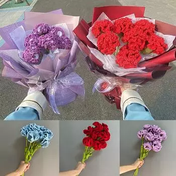 43см Плетение Букет Гвоздики Ручной Работы Вязаный Крючком Шерстяной Цветок Гвоздики