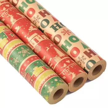 43x1000 см крафт-бумага для обертывания своими руками 1 рулон большого размера ретро подарочная бумага упаковка декоративная бумага рождественская елка снежинка