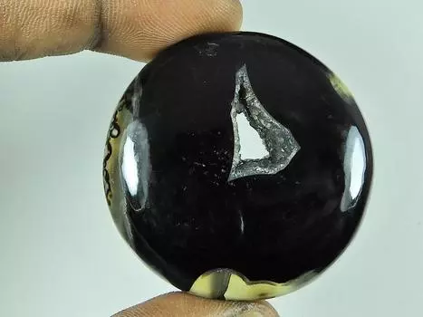 43x43X08MM Dyed Black Onyx Druzy Agate Round Cabochon Loose Gemstone 130Cts. SK-4677