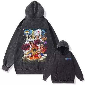 440G Heavy Cotton Washed Retro Animation Street Retro Street Tide Hooded Sweater M