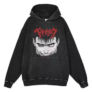 440G Heavy Washed Retro Animation Street Retro Cotton Sweater, Street Tide Hooded Sweater M