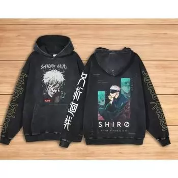 440G Heavy Washed Retro Cartoon Animation Street Retro Cotton свитер, Street Tide Hooded свитер S