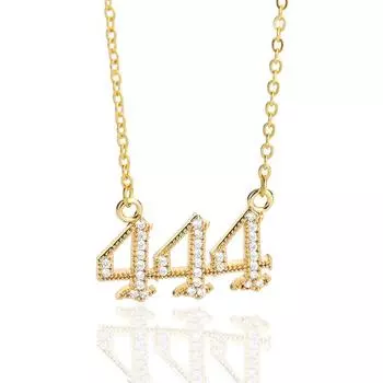 444 Золотое Ожерелье Ангел Число Кубический Цирконий Подвеска Ожерелье Изящное Число Пара Ювелирные Изделия