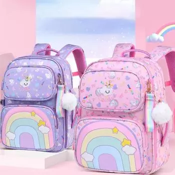 44929 Рюкзак для школьников радужной водонепроницаемой оксфордской ткани, большая вместительная сумка для книг для учащихся начальной школы D