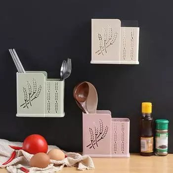 44960 Клетка для палочек для еды, кухонный настольный полый сливной держатель для хранения ложек, подставка для хранения Two Grids абрикосовый