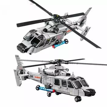 449 шт. Z-9 корабельный вертолет сборка строительные блоки MOC самолеты солдаты модель кирпичи детские игрушки для мальчиков DIY подарки без коробки