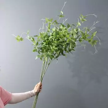 44,5-дюймовая искусственная ветка зелени, искусственные стебли и ветки для вазы, длинные стебли, искусственные растения с листьями для домашнего ежедневного украшения в помещении, свадьбы зелёный